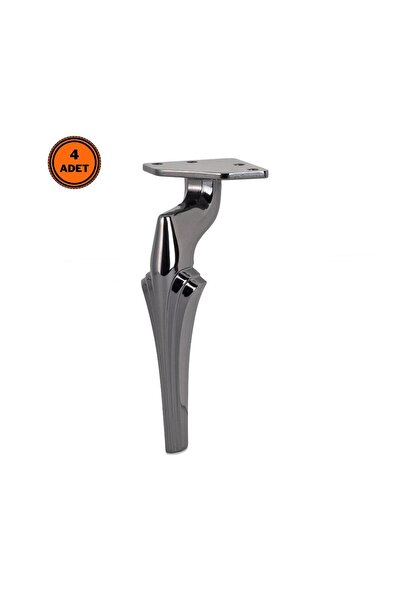 EYM 4 Adet Zeus Lüx Metal Ayak 21 cm Füme Mobilya Koltuk Ayağı