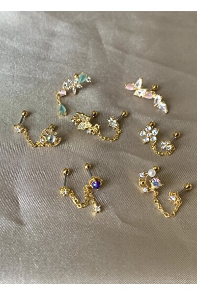 denizden silver Steril Çelik Ikili Piercing