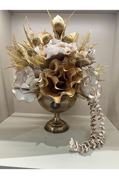 TASARIMHMODA Yapay Çiçekli Antik Yuvarlak Vazo No:2