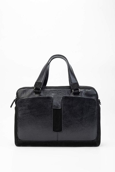 Tamer Tanca Genuine Leather Men's Black Briefcase