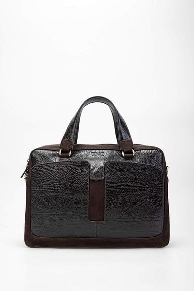 Tamer Tanca Genuine Leather Men's Briefcase - Brown