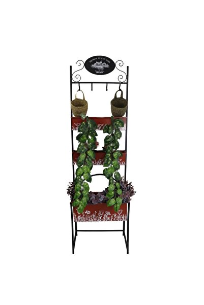 T.Concept T. Concept Metal Raflı Dekoratif Geniş Kırmızı Çiçeklik 185 cm