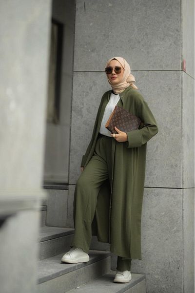 NS Moda Hijab Lady Suit Khaki Model-507