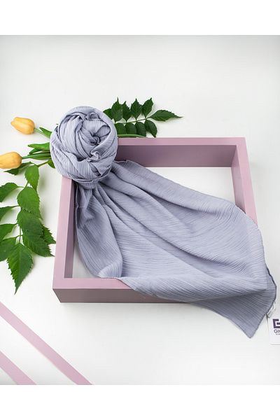 Scarf Λινό τσαλακωμένο κασκόλ - Ασημί Γκρι -