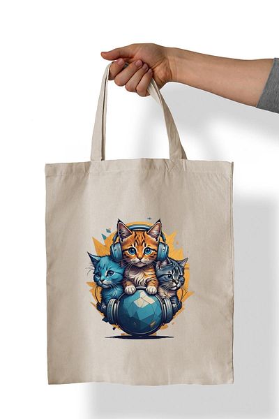 remonz Τσάντα Cat Printed 100% Cotton 35x38 cm