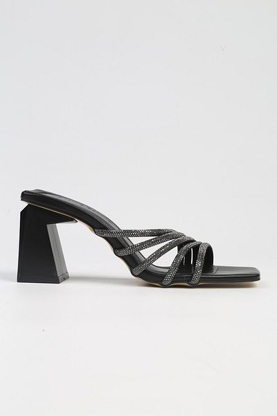 Pierre Cardin ® |   PC-53008- 3691 Μαύρες γυναικείες παντόφλες με τακούνι