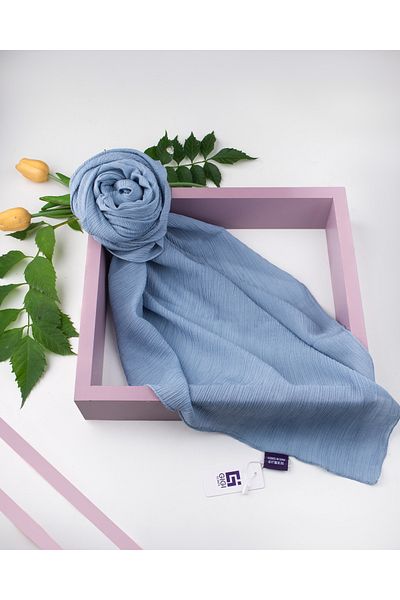 Scarf Eșarfă Crinkle de in - Denim Blue -