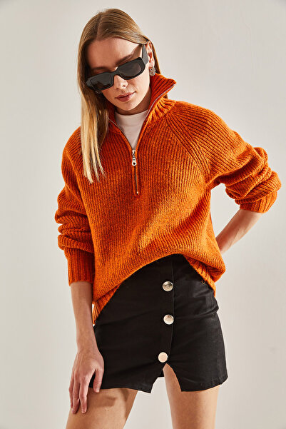 Bianco Lucci Women's Thessaloniki Knit Zippered Knitwear Sweater