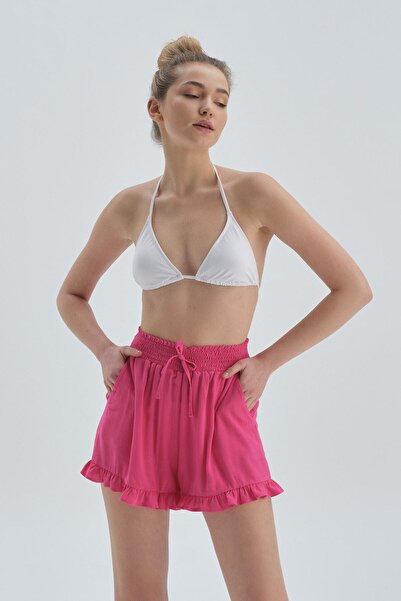 Dagi Růžové volánové viskózové šortky