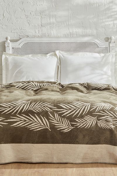 Karaca Home Leaf Single Cotton Blanket