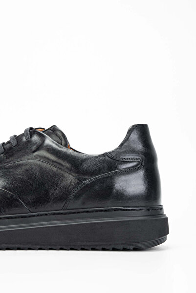 Tamer Tanca Erkek Hakiki Deri Siyah Casual Ayakkabı