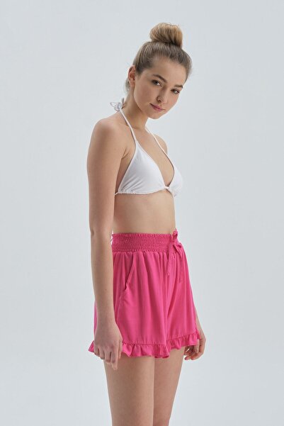 Dagi Růžové volánové viskózové šortky