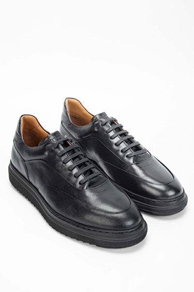 Tamer Tanca Erkek Hakiki Deri Siyah Casual Ayakkabı
