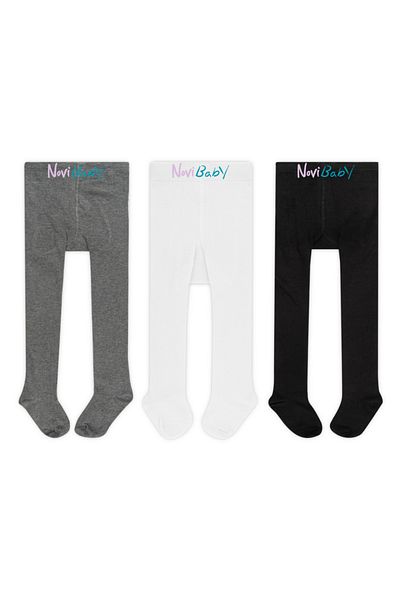 Novibaby 3 Pack Baby Cotton Pantyhose, Children's Newborn Cotton Girls Boys School Socks, White Ecru Pink Vs