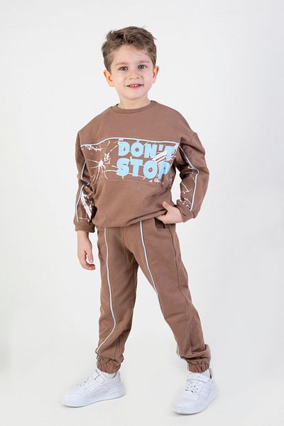 Harika KIDS Boy's Don't Stop Printed Knitted Basic Tracksuit Set