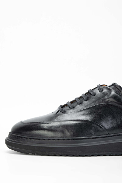 Tamer Tanca Erkek Hakiki Deri Siyah Casual Ayakkabı