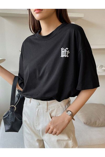 AFROGİYİM Μπλουζάκι Unisex Life Attitdude Μπροστινό Πίσω Τυπωμένο Oversize