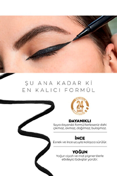 AVON Power Stay Likit Eyeliner Siyah + Asansörlü Göz Kalemi Siyah + Lovider Cep Aynası