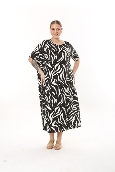 XL Modam ROCHIE LICHRA CU MÂNECĂ SCURTĂ, CU MODEL ALB-NEGRU, MĂRIMI MARI, PEN...