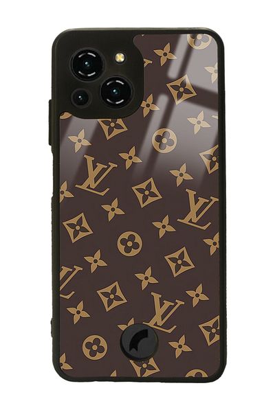 Spoyi حافظة هاتف لامعة بتصميم LV باللون البني لهاتف Reeder S23 Pro Max