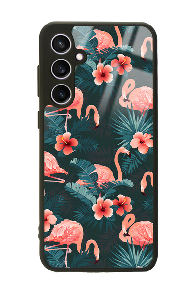 Spoyi Samsung S23 FE Glossy Phone Case with Flamingo Leaf Design