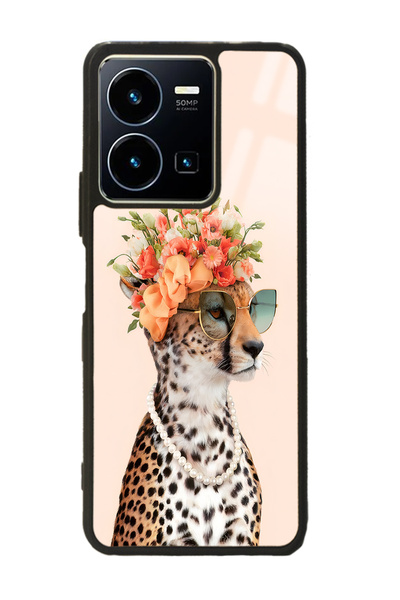 Spoyi غلاف هاتف لامع بتصميم Vivo Y22s Influencer Leopard Cat