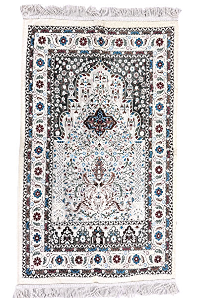 HitDukkan Beyaz Çiçek Desenli Kalın Şönil Çeyizlik Hediyelik Burgu Püsküllü (...