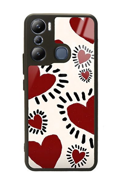 Spoyi İnfinix Hot 20i Brush Heart Tasarımlı Glossy Telefon Kılıfı