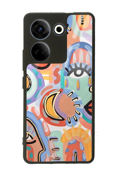 Spoyi غلاف هاتف لامع بتصميم عين ريترو بألوان مائية لهاتف Camon 20 4G