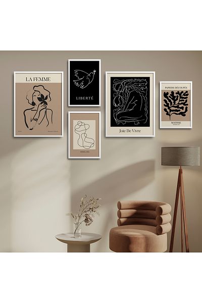 HOMEPACK Σετ ζωγραφικής με πλαίσιο πέντε αφίσας σε στυλ Bohemian Painting Five-58