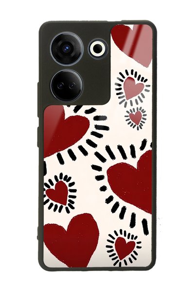 Spoyi Camon 20 Pro 4g Brush Heart Design Glossy Phone Case