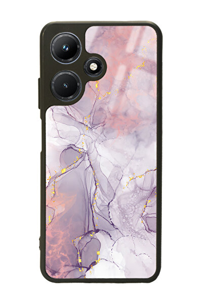 Spoyi İnfinix Hot 30i Fuşya Mermer Tasarımlı Glossy Telefon Kılıfı