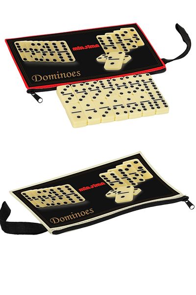 Miajima Domino Stone Bone Ceramic Domino Stone Set with Bag - 4 Game Cues Domino Cue Gift