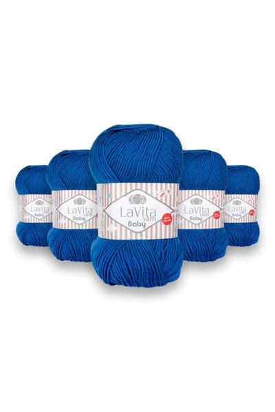 LaVita Yarn Lavita Baby El Örgü Ipligi, 5'li Paket, Taka Yarn (NEBULA MAVİ-5309)