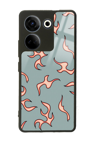 Spoyi غلاف هاتف لامع بتصميم لهب ريترو لهاتف Camon 20 4G