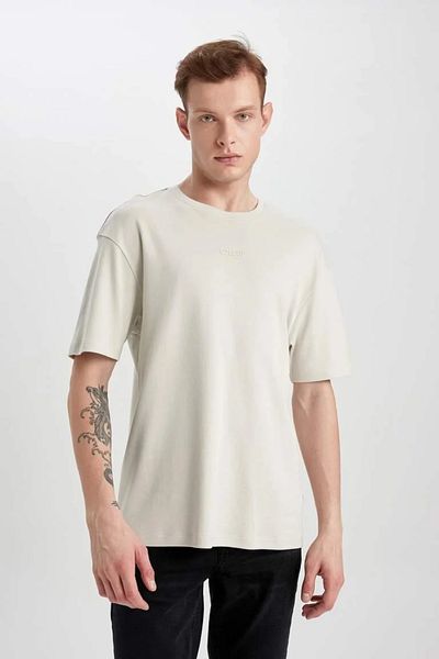 DeFacto B4220AX/GR437 Defacto Ανδρικό T-shirt STONE