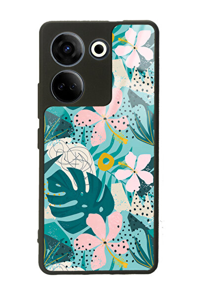 Spoyi حافظة هاتف لامعة لهاتف Camon 20 4G بتصميم فني على شكل أوراق شجر