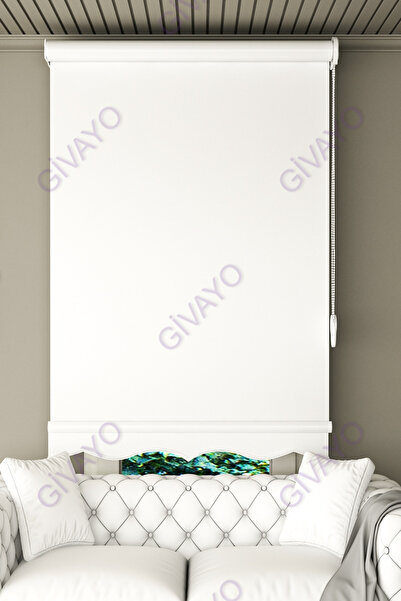 Givayo Mobilya Beyaz Etek Dilimli Stor Perde(GÜNEŞLİK)