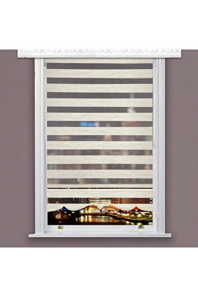 Givayo Mobilya Etek Dilimli Sütlü Kahve Zebra Perde