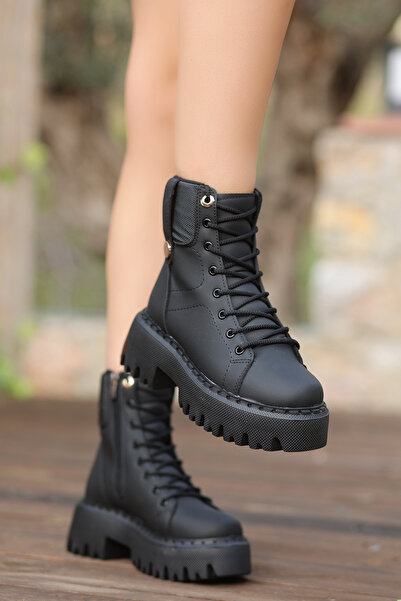 LEYDİ SHOES ΜΑΥΡΕΣ ΔΕΡΜΑΤΙΝΕΣ ΜΠΟΤΕΣ WISTONN