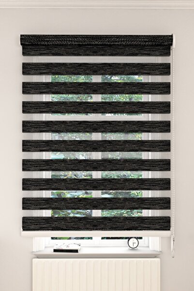 Givayo Mobilya Siyah Beyaz Geçişli Zebra Stor Perde