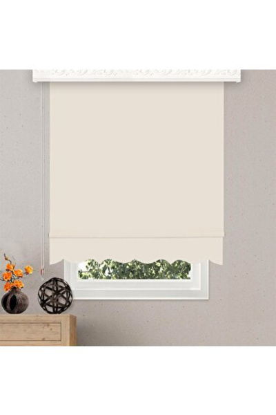 Givayo Mobilya Krem İthal Stor Güneşlik Perde Etek Dilimli