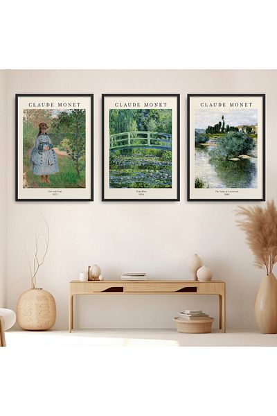 HOMEPACK Set de pictură înrămată 3 bucăți Claude Monet Poster Painting HPN201