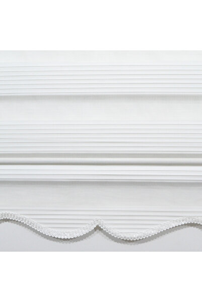 Givayo Mobilya Geniş Pliseli Beyaz Zebra Perde Etek Dilimli