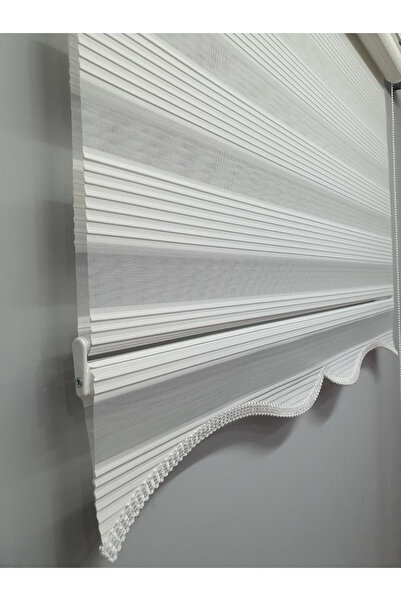 Givayo Mobilya Pliseli Lüks Beyaz Zebra Etek Dilimli Perde