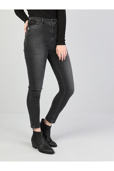 Colin's 760 Dıana ψηλόμεσο στενό πόδι Super Slim Fit σκούρο γκρι γυναικείο τζιν παντελόνι