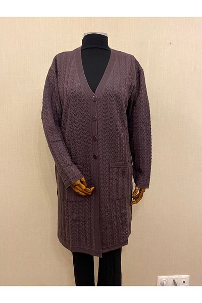 TEK Cardigan lung Mercerized Mother / Liliac