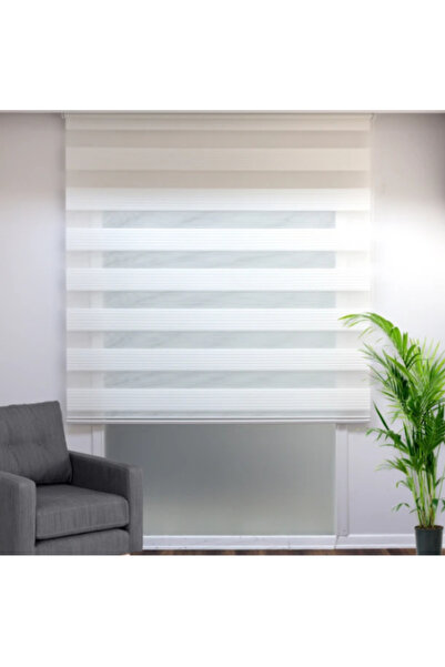 Givayo Mobilya Geniş Pliseli Beyaz zebra perde