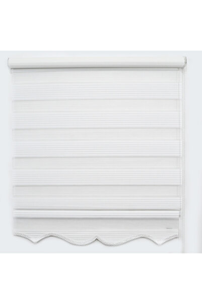 Givayo Mobilya Beyaz mat Pliseli Beyaz Etek Dilimli Zebra Perde