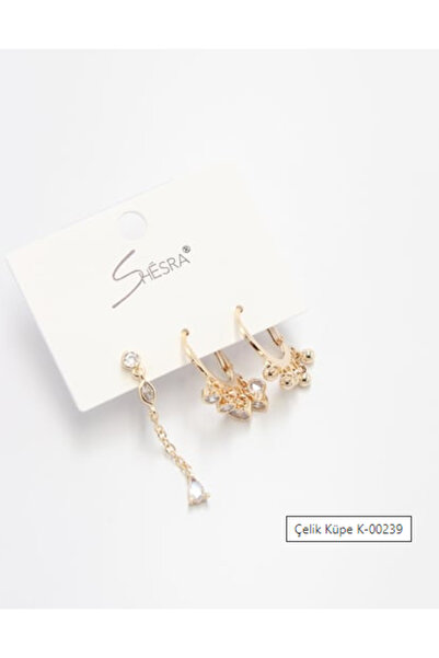 shesra الفولاذ المقاوم للصدأ 316L الذهب اللون الزركون حجر شاكيرا وأقراط متدلي...